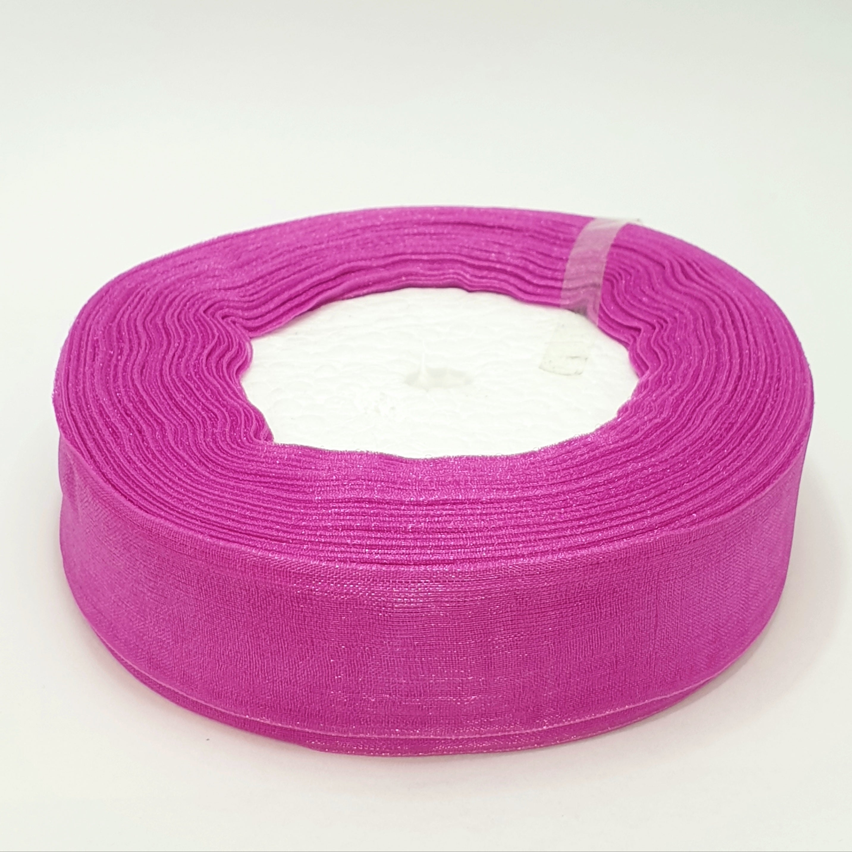 MajorCrafts 25mm 45metres Sheer Organza Fabric Ribbon Roll Pink Shade R1169