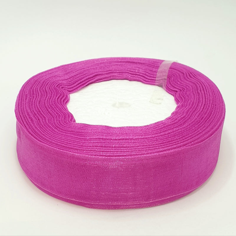MajorCrafts 25mm 45metres Sheer Organza Fabric Ribbon Roll Pink Shade R1169