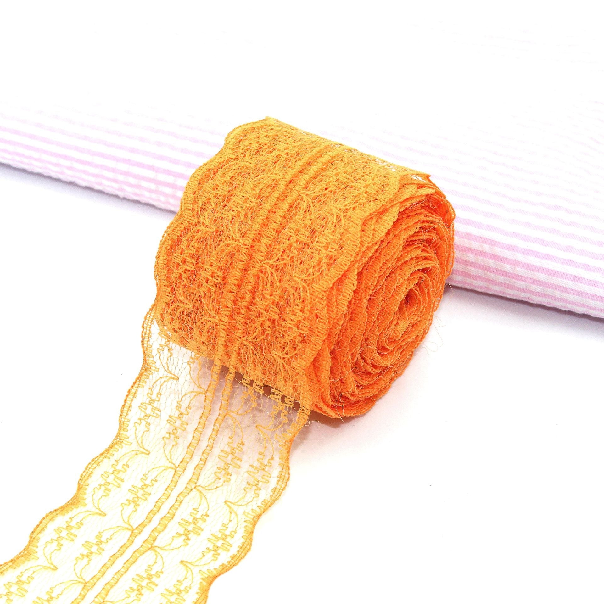 MajorCrafts 45mm 10metres Orange Yarn Lace Ribbon L11