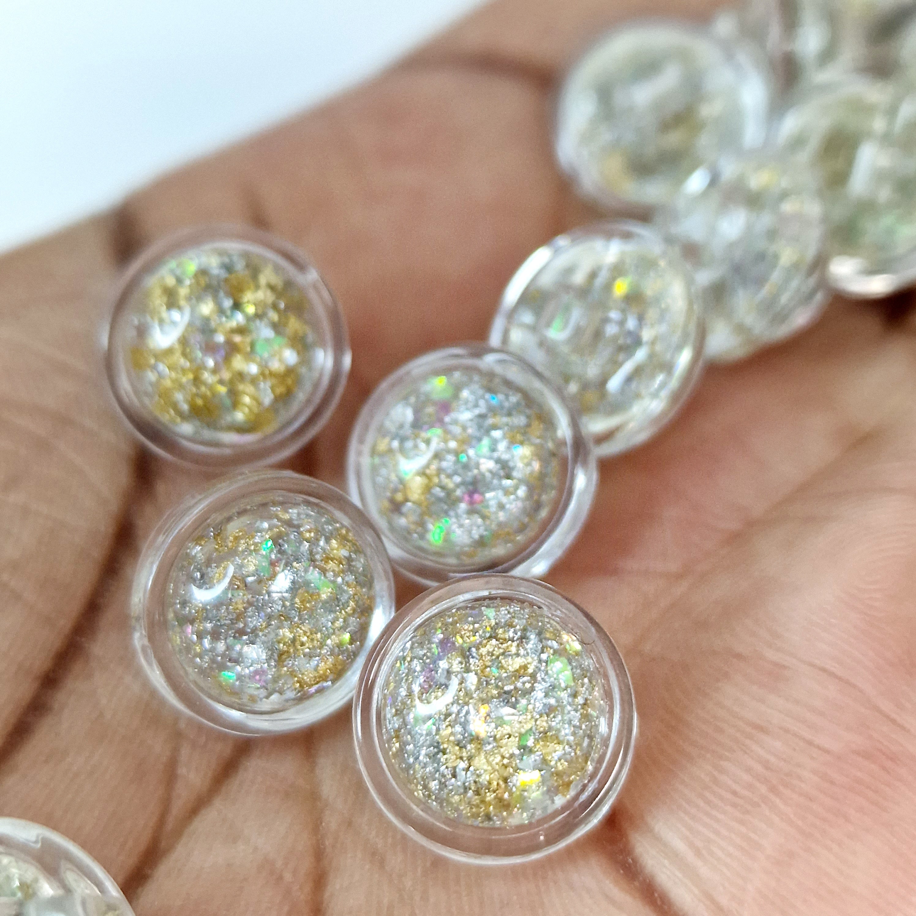 MajorCrafts 12pcs 12.5mm Clear Silver & Gold Elegant Shank Acrylic Round Buttons B11