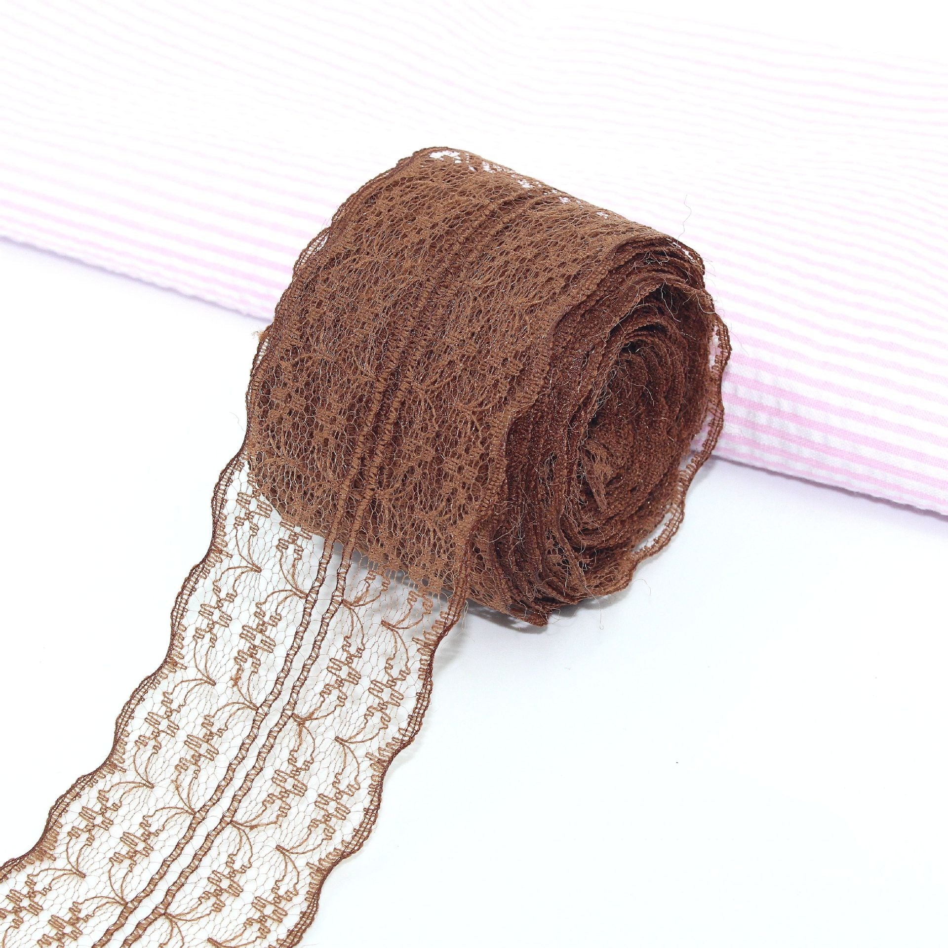 MajorCrafts 45mm 10metres Brown Yarn Lace Ribbon L12