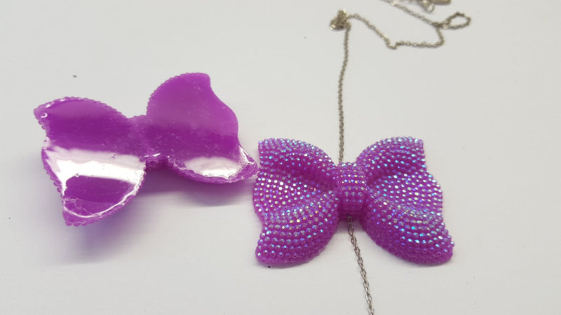 MajorCrafts 3pcs 54mm x 42mm Violet Purple Flat Back Large Chunky Resin Rhinestone Bows C12
