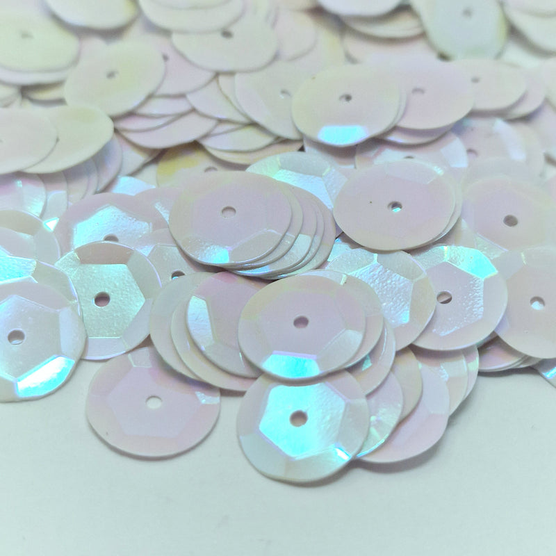 MajorCrafts 40grams 10mm White AB Round Sew-On Cup Sequins
