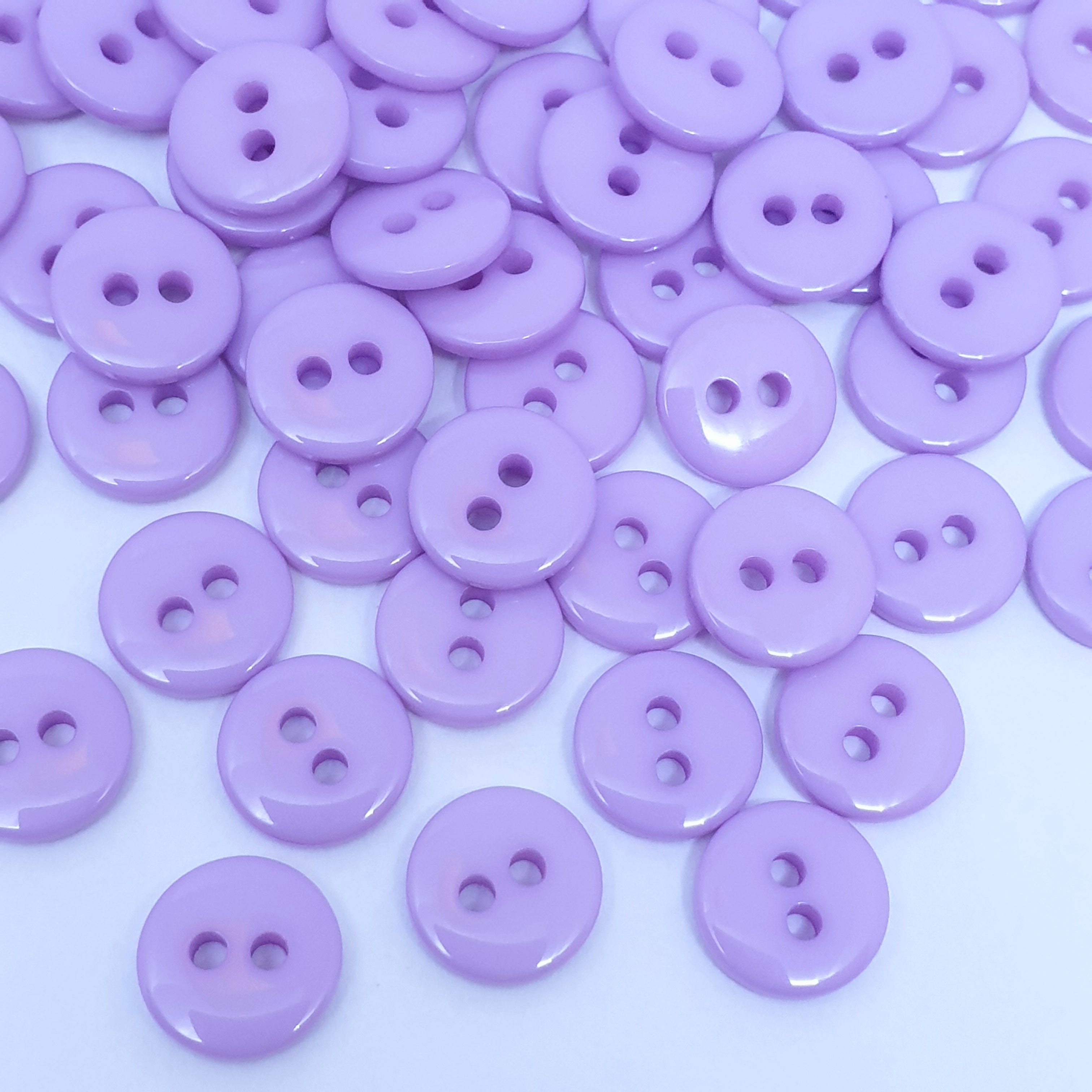 MajorCrafts 120pcs 9mm Light Purple Small 2 Holes Round Resin Sewing Buttons B13