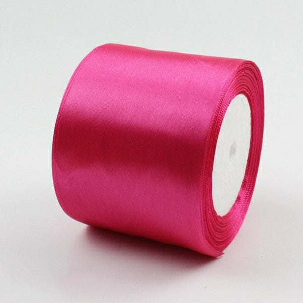 MajorCrafts 75mm 22metres Magenta Pink Single Sided Satin Fabric Ribbon Roll R14
