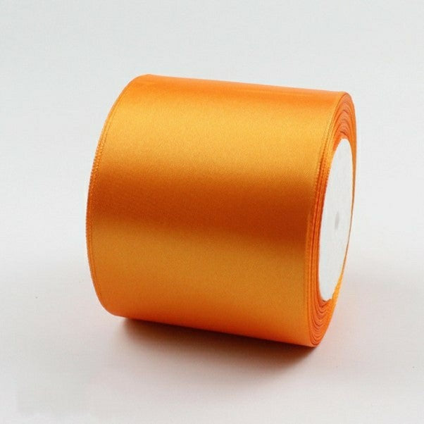 MajorCrafts 75mm wide Tiger Orange Single Sided Satin Fabric Ribbon Roll R151