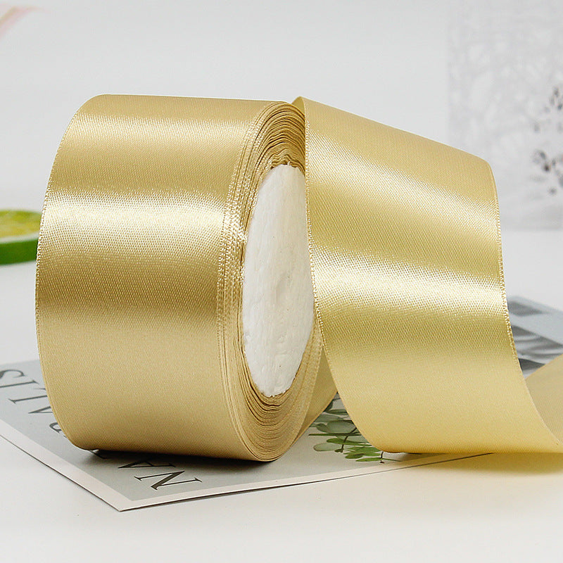 MajorCrafts 50mm 22metres Yellow Gold Single Sided Satin Fabric Ribbon Roll R156