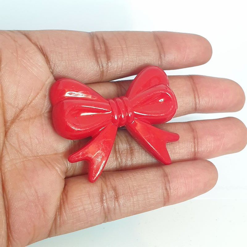 MajorCrafts 4pcs Red 46mm x 36mm Large 3D Acrylic Bows D15