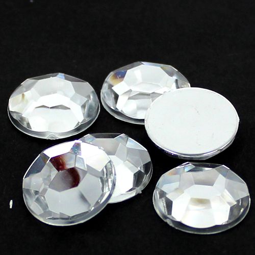 MajorCrafts 40pcs 18mm Crystal Clear Flat Back 8 Facets Large Round High-Grade Acrylic Rhinestones