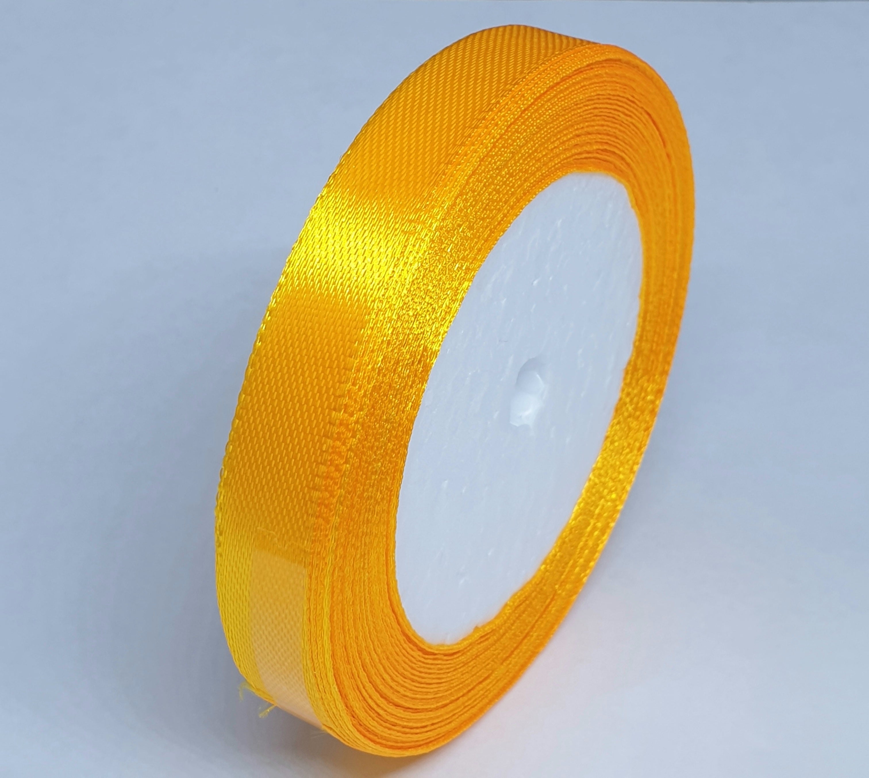 MajorCrafts 13mm 22metres Amber Orange Single Sided Satin Fabric Ribbon Roll R17