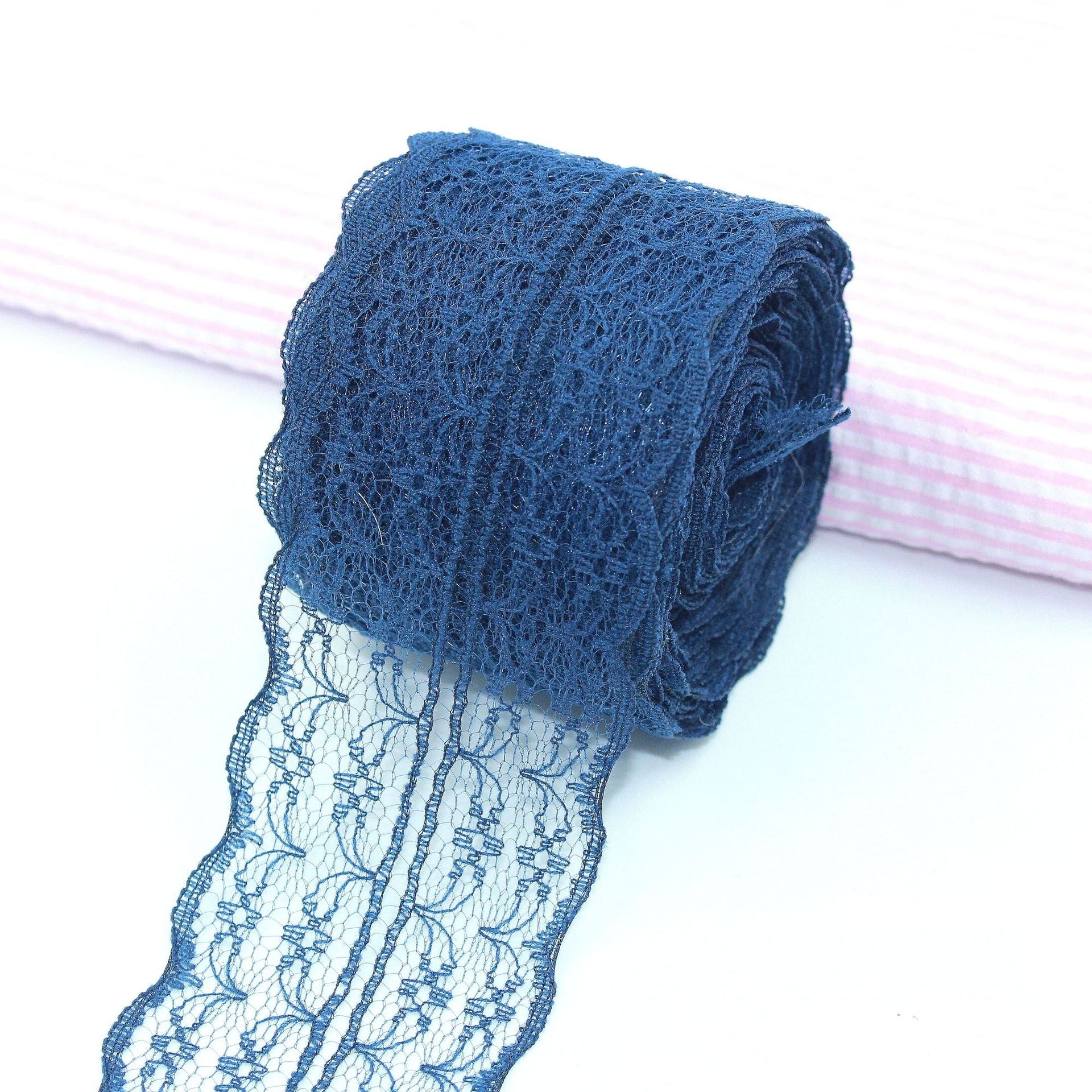 MajorCrafts 45mm 10metres Navy Blue Yarn Lace Ribbon L17