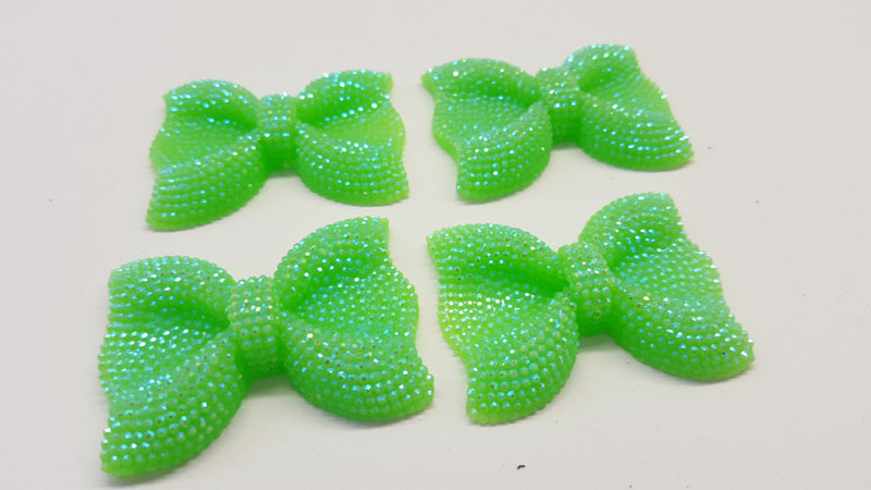 MajorCrafts 3pcs 54mm x 42mm Peridot Green Flat Back Large Chunky Resin Rhinestone Bows C16