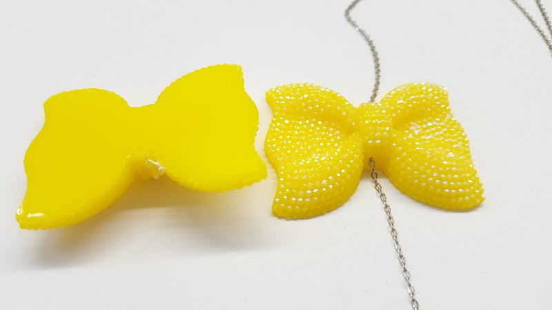 MajorCrafts 3pcs 54mm x 42mm Yellow Flat Back Large Chunky Resin Rhinestone Bows C17