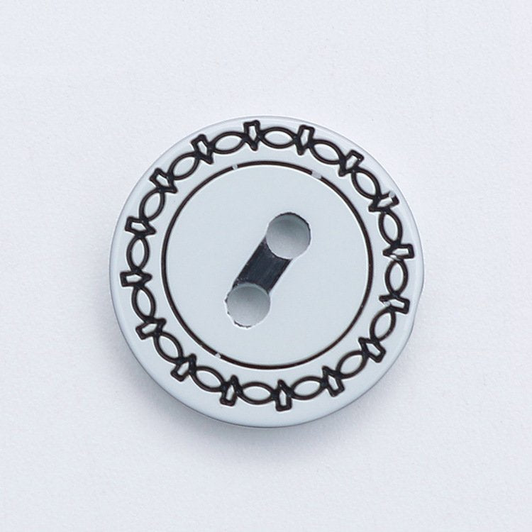 MajorCrafts 48pcs 12.5mm Black & White Chain Link 2 Holes Small Round Resin Sewing Buttons B18