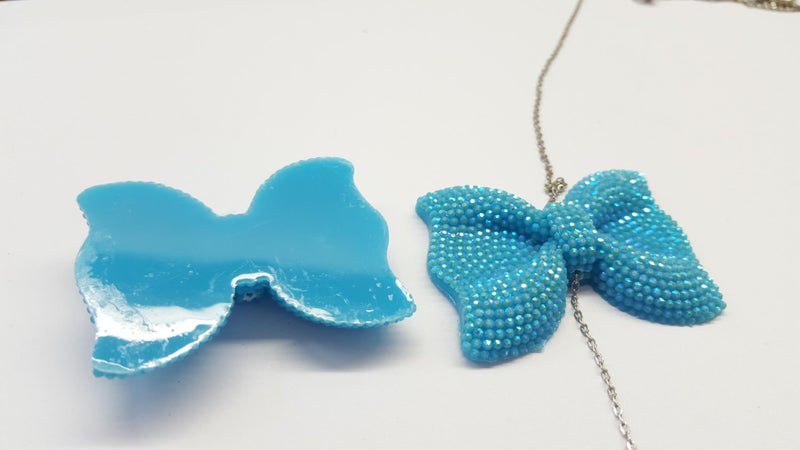 MajorCrafts 3pcs 54mm x 42mm Sky Blue Flat Back Large Chunky Resin Rhinestone Bows C19