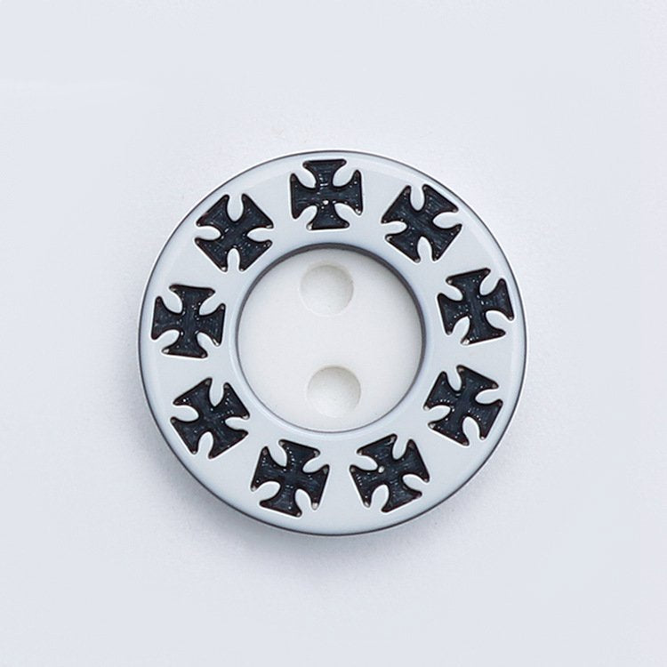 MajorCrafts 48pcs 12.5mm Black & White Cross 2 Holes Small Round Resin Sewing Buttons B01