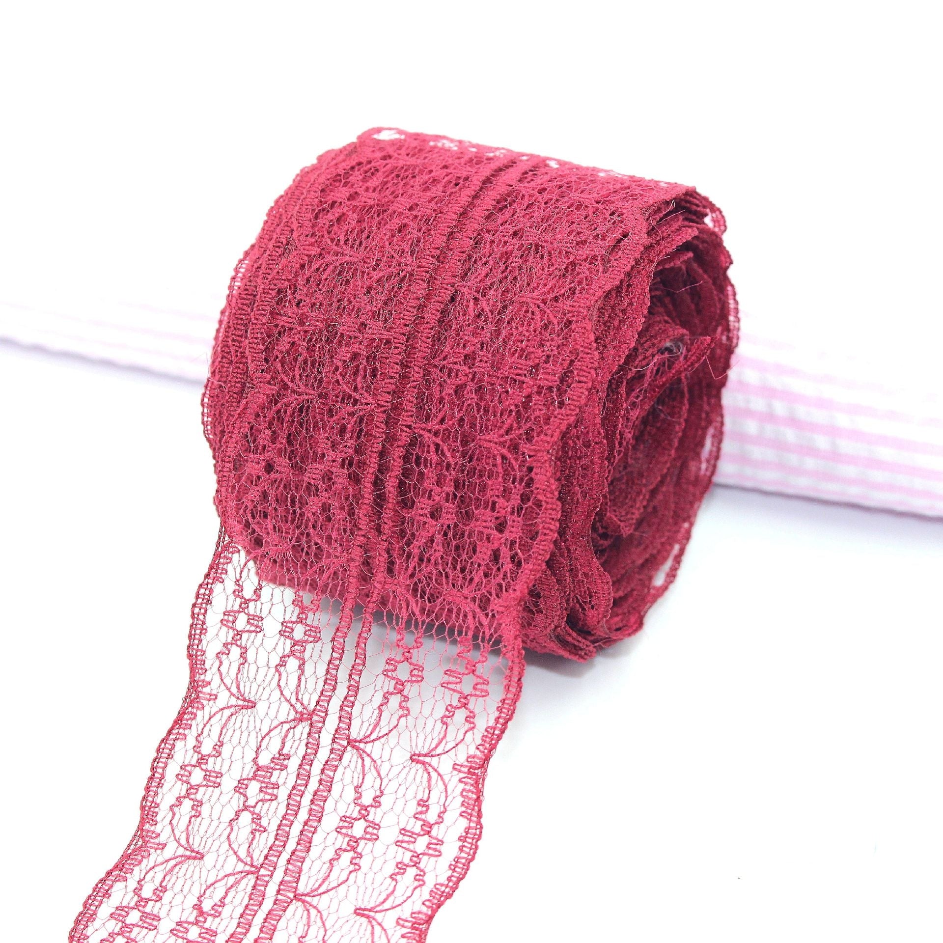 MajorCrafts 45mm 10metres Dark Red Yarn Lace Ribbon L01