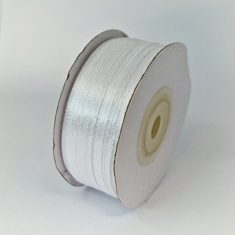 MajorCrafts 3mm 90metres White Satin Fabric Ribbon Roll R01