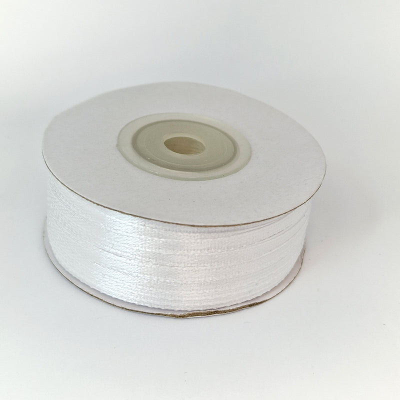 MajorCrafts 3mm 90metres White Satin Fabric Ribbon Roll R01