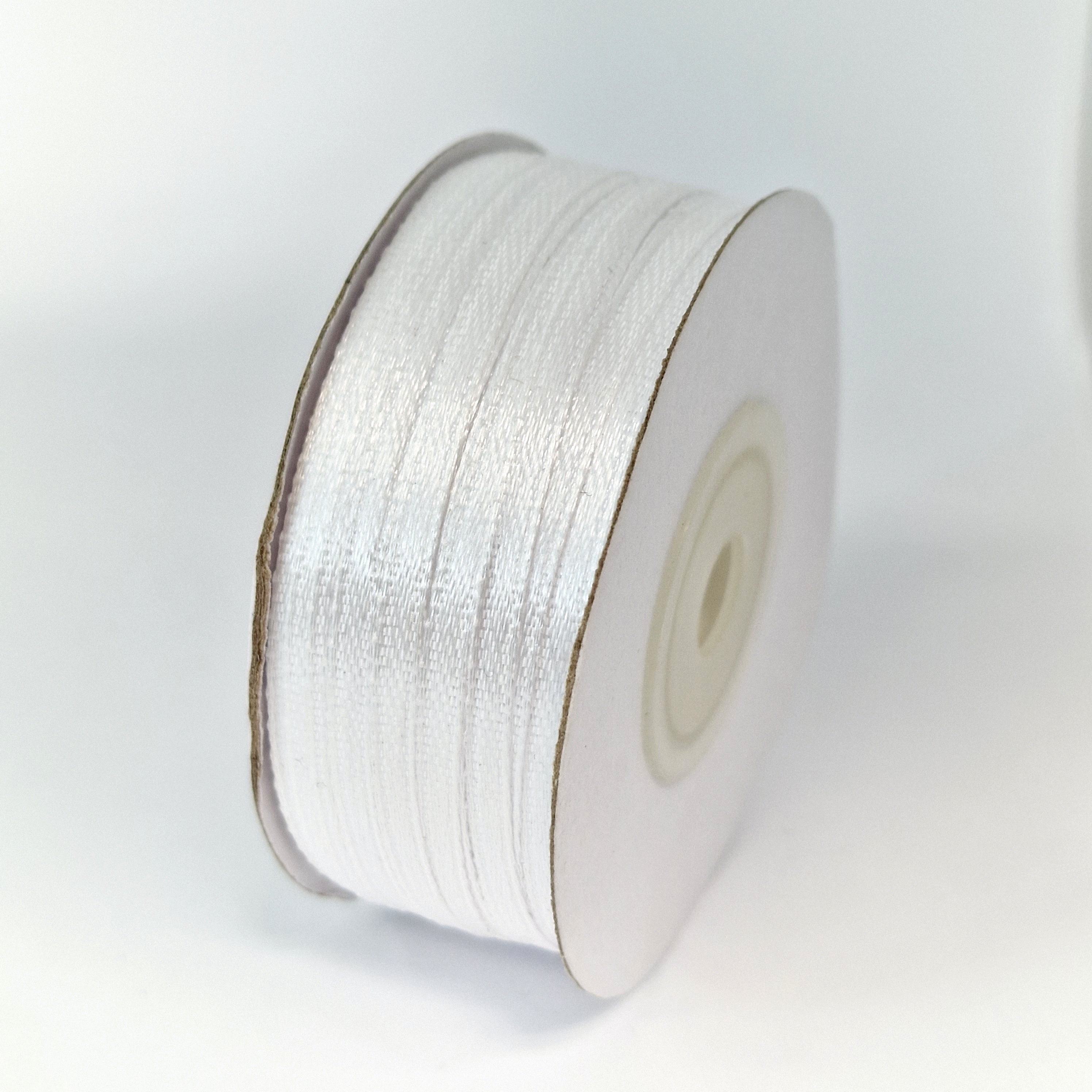 MajorCrafts 3mm 90metres White Satin Fabric Ribbon Roll R01