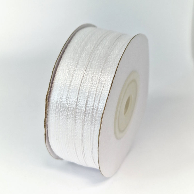 MajorCrafts 3mm 90metres White Satin Fabric Ribbon Roll R01