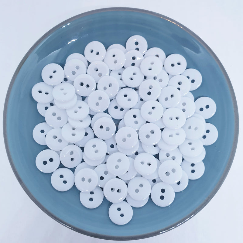 MajorCrafts 100pcs 11.5mm White 2 Holes Small Round Resin Sewing Buttons