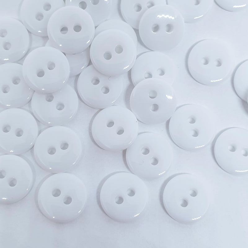 MajorCrafts 100pcs 11.5mm White 2 Holes Small Round Resin Sewing Buttons