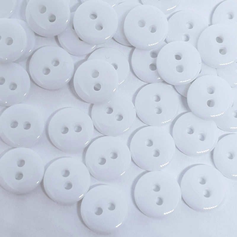 MajorCrafts 100pcs 11.5mm White 2 Holes Small Round Resin Sewing Buttons