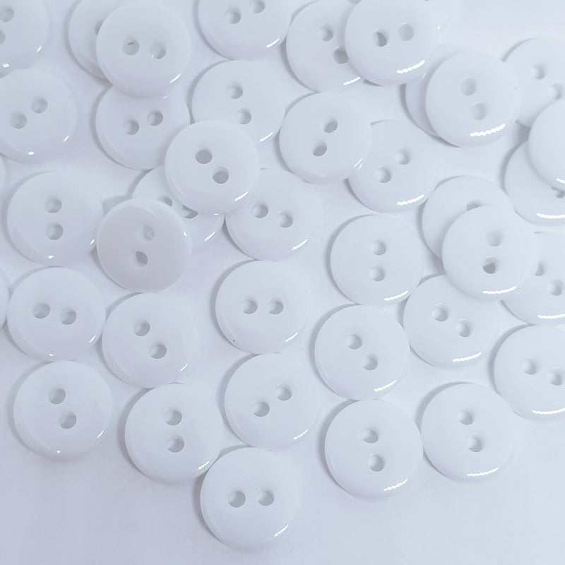 MajorCrafts 100pcs 11.5mm White 2 Holes Small Round Resin Sewing Buttons