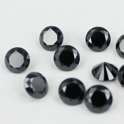 MajorCrafts 4pcs 12mm AAAAA (5A) Black Round Point Back Cubic Zirconia Stones