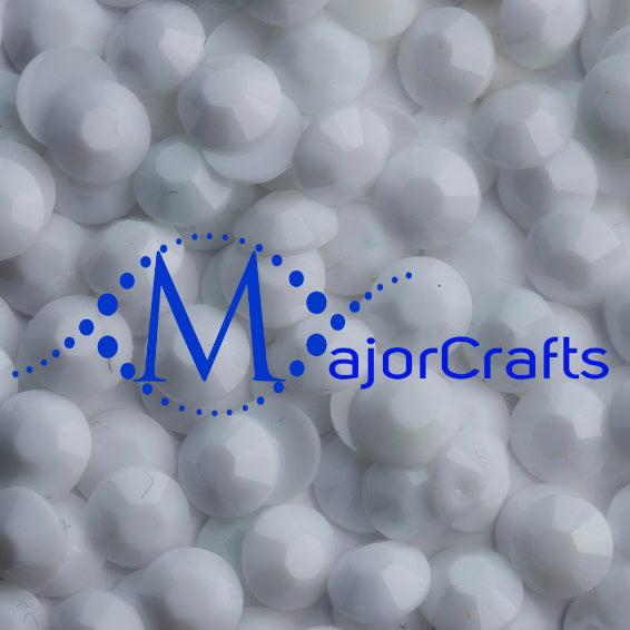 MajorCrafts Solid White Flat Back Round 14 Facets Resin Rhinestones C02