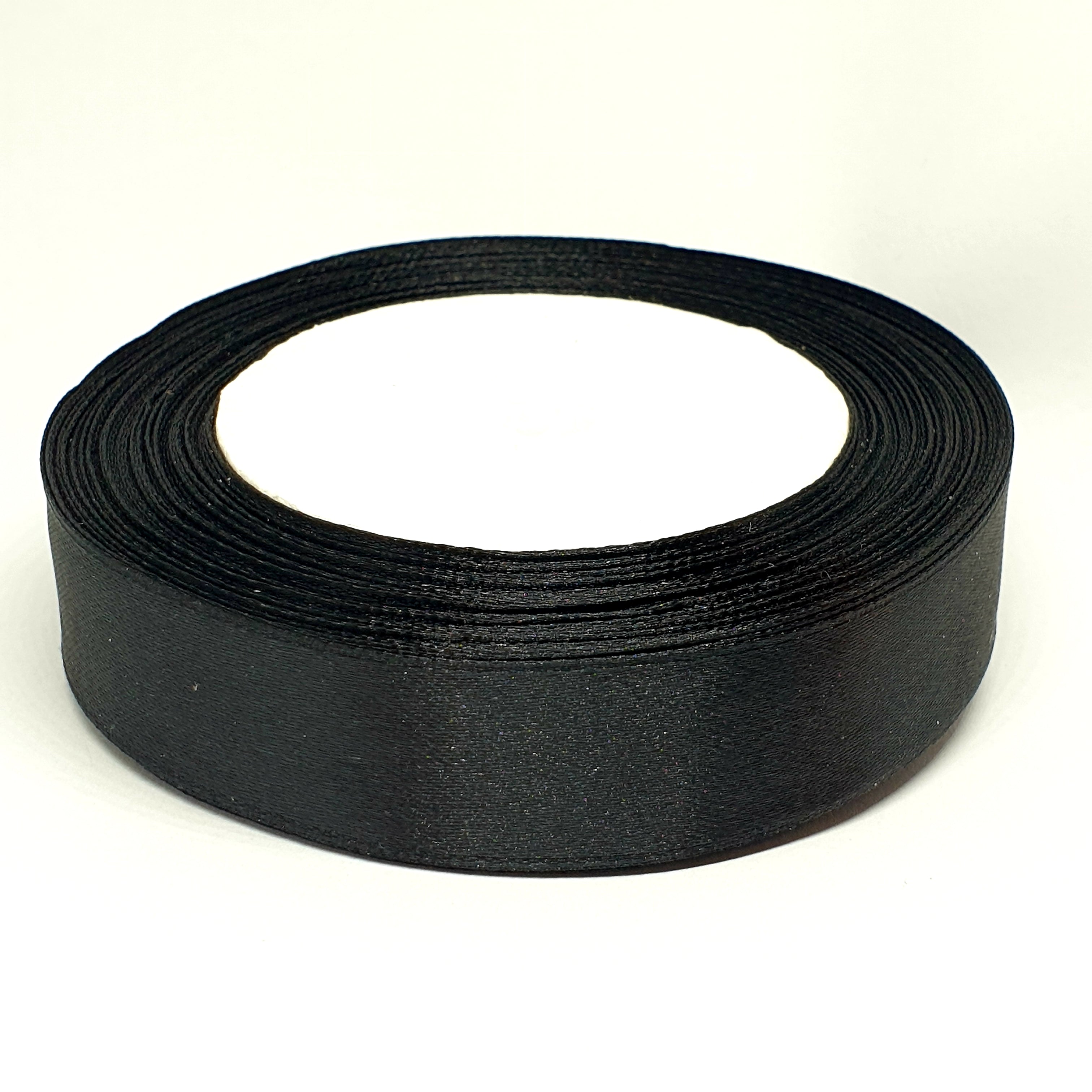 MajorCrafts 15mm 22metres Black Satin Fabric Ribbon Roll R39