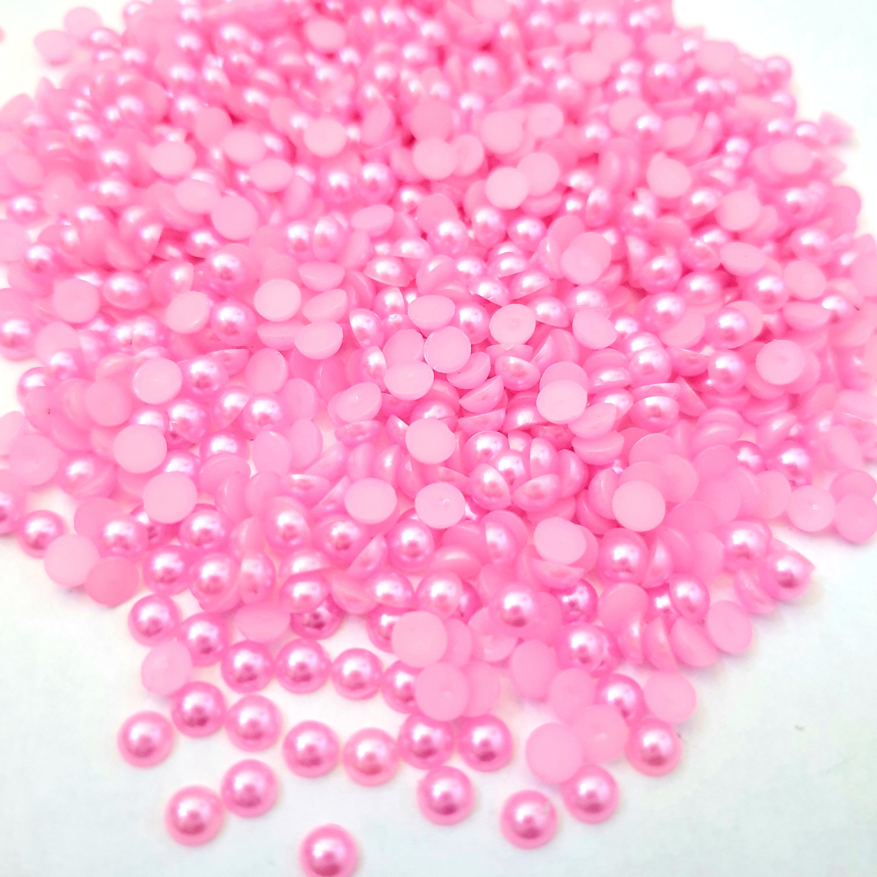 MajorCrafts Rose Pink Flat Back Half Round Resin Embellishment Pearls C22