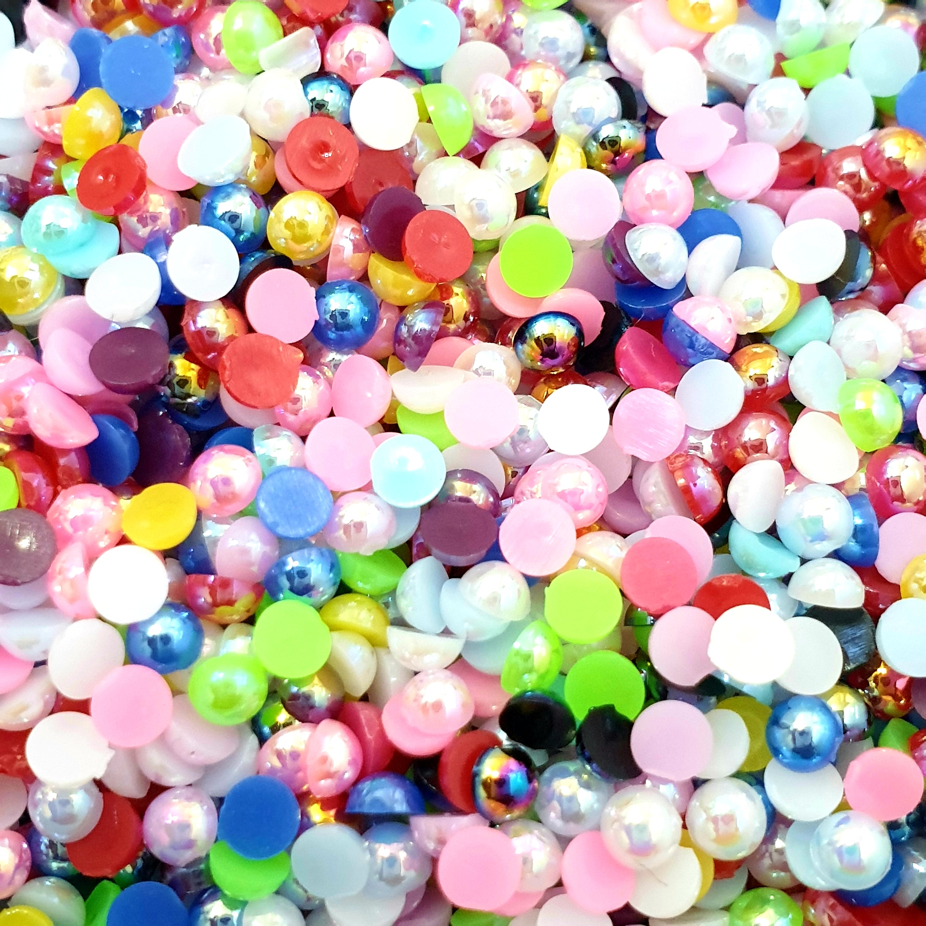 MajorCrafts Mixed AB Colours Flat Back Half Round Resin Pearls AB00