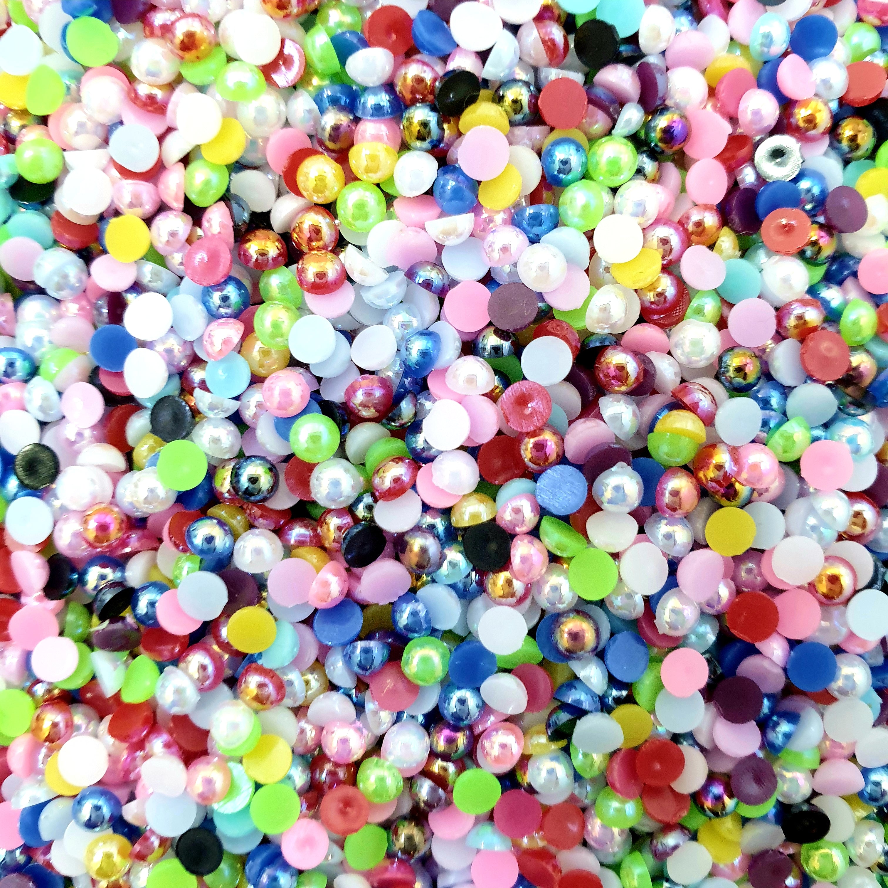 MajorCrafts Mixed AB Colours Flat Back Half Round Resin Pearls AB00