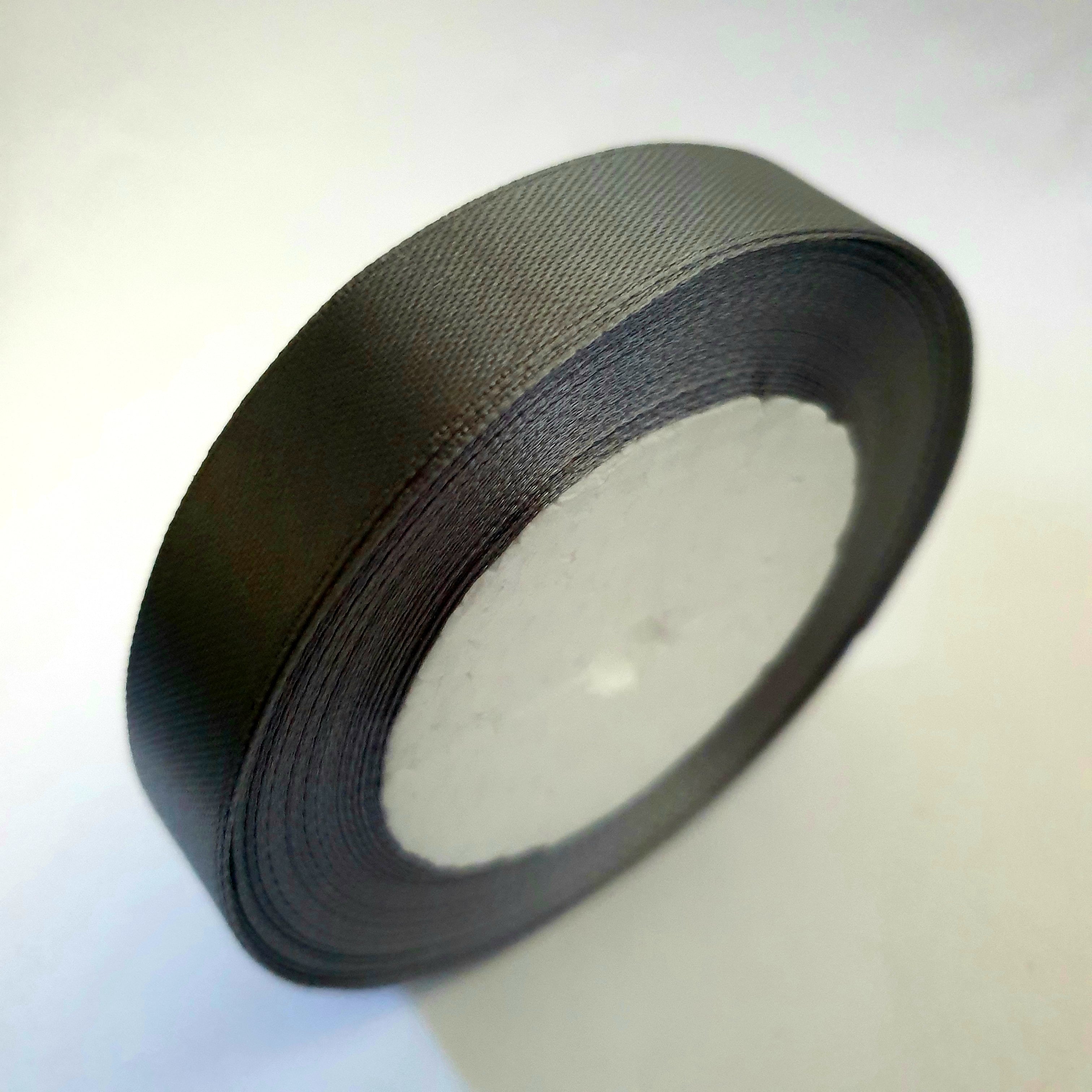 MajorCrafts 20mm 22metres Dark Grey Single Sided Satin Fabric Ribbon Roll R03