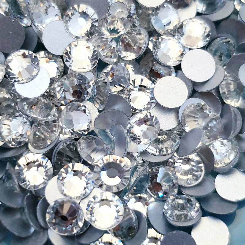 MajorCrafts Crystal Clear Flat Back Round Non-Hotfix Glass Rhinestones