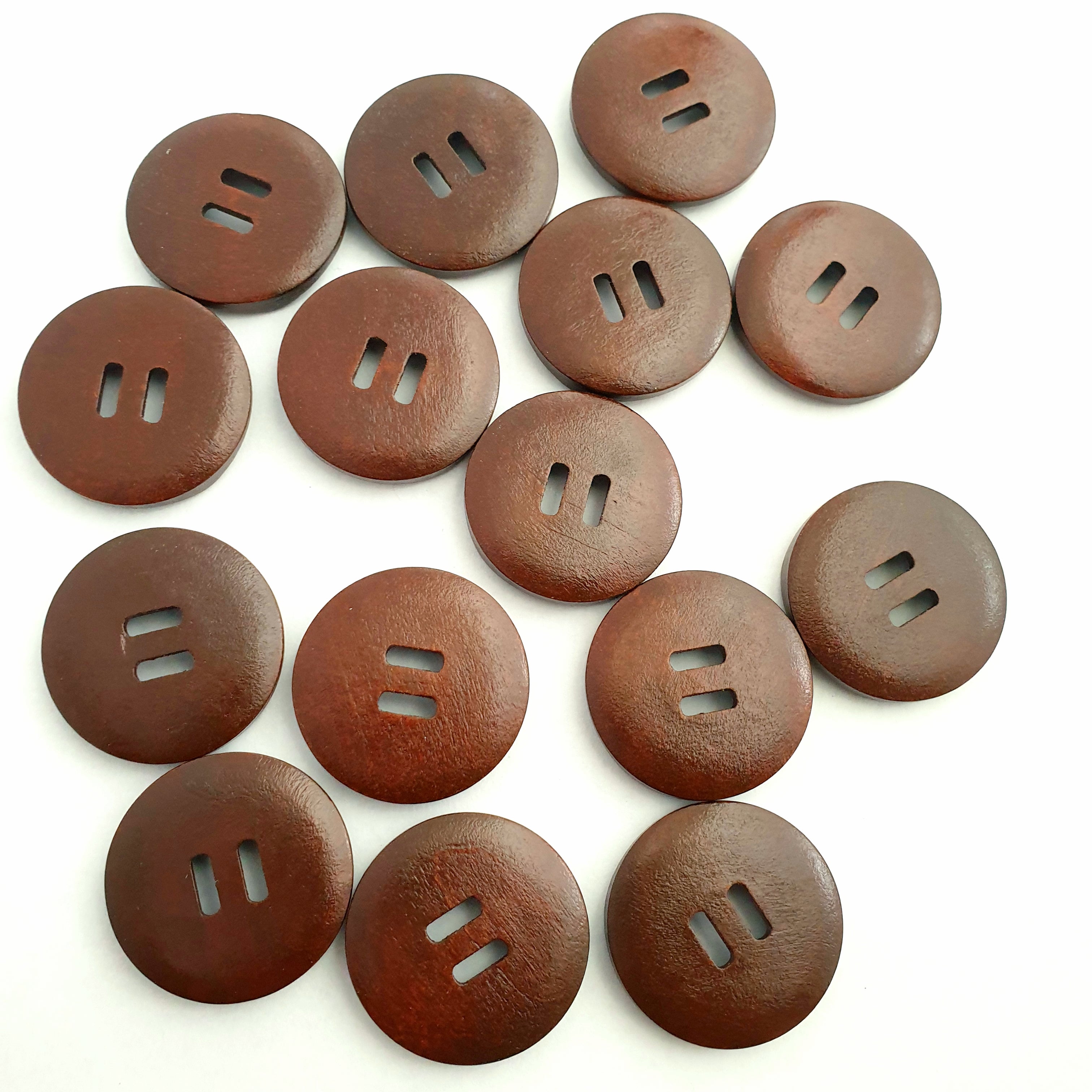 MajorCrafts 16pcs 30mm Dark Brown Square Top 2 Holes Large Sewing Wood Buttons