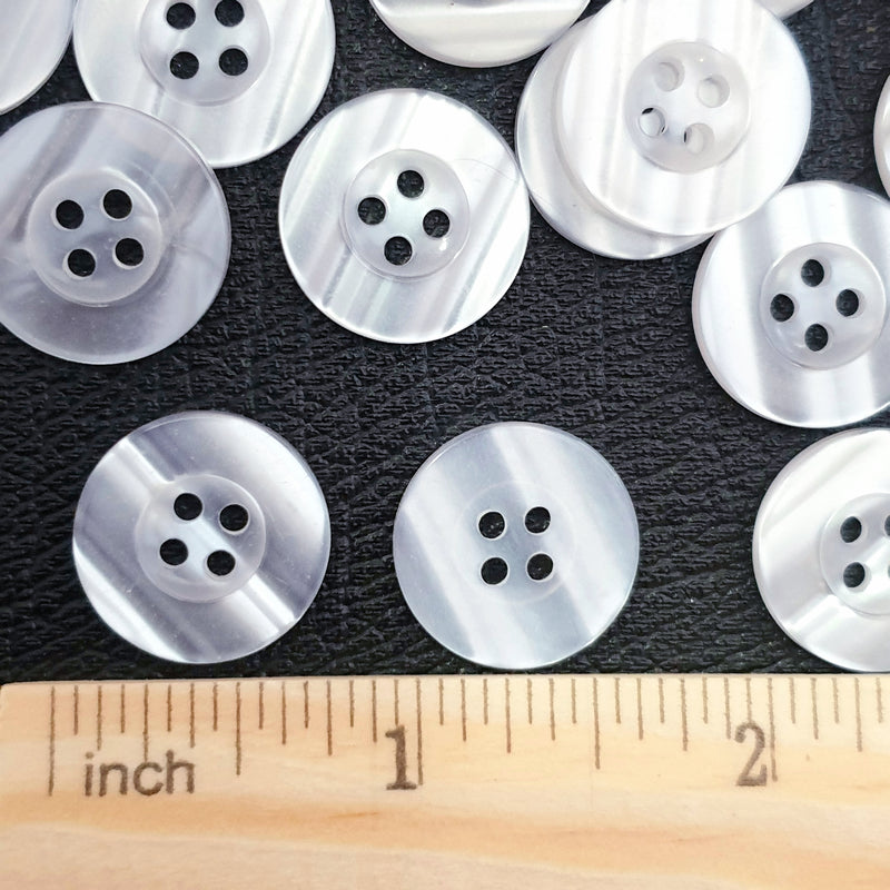 MajorCrafts 40pcs 18mm Clear White Pearlescent 4 Holes Round Resin Sewing Buttons