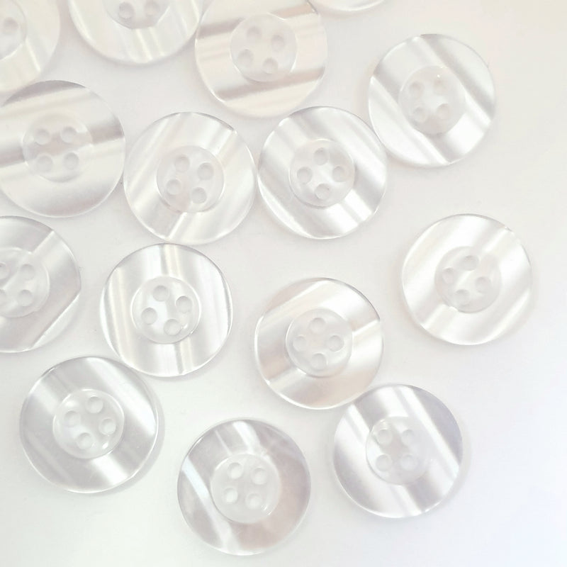MajorCrafts 40pcs 18mm Clear White Pearlescent 4 Holes Round Resin Sewing Buttons