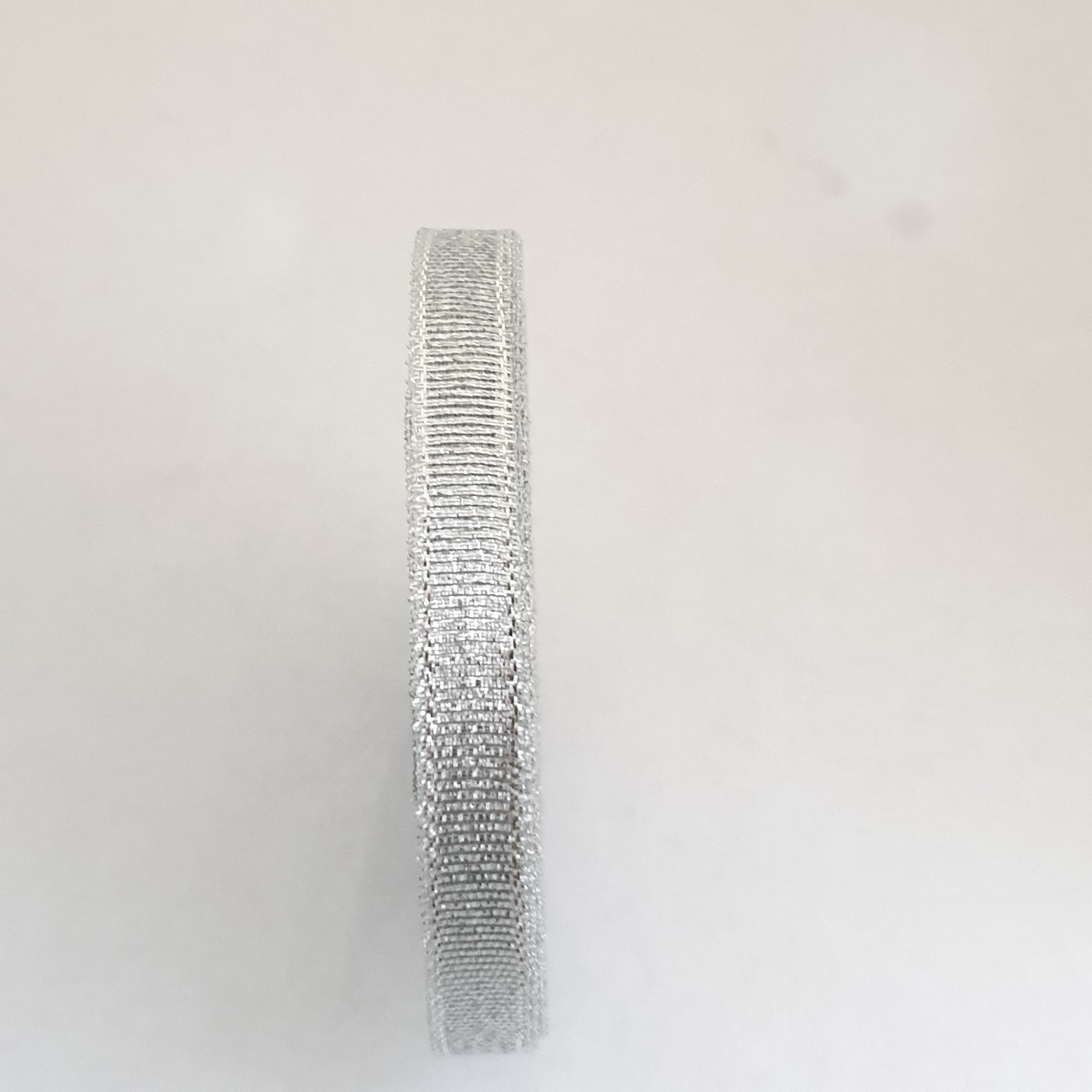 MajorCrafts 10mm 22metres Silver Shimmer Glitter Single Sided Sheer Organza Fabric Ribbon Roll