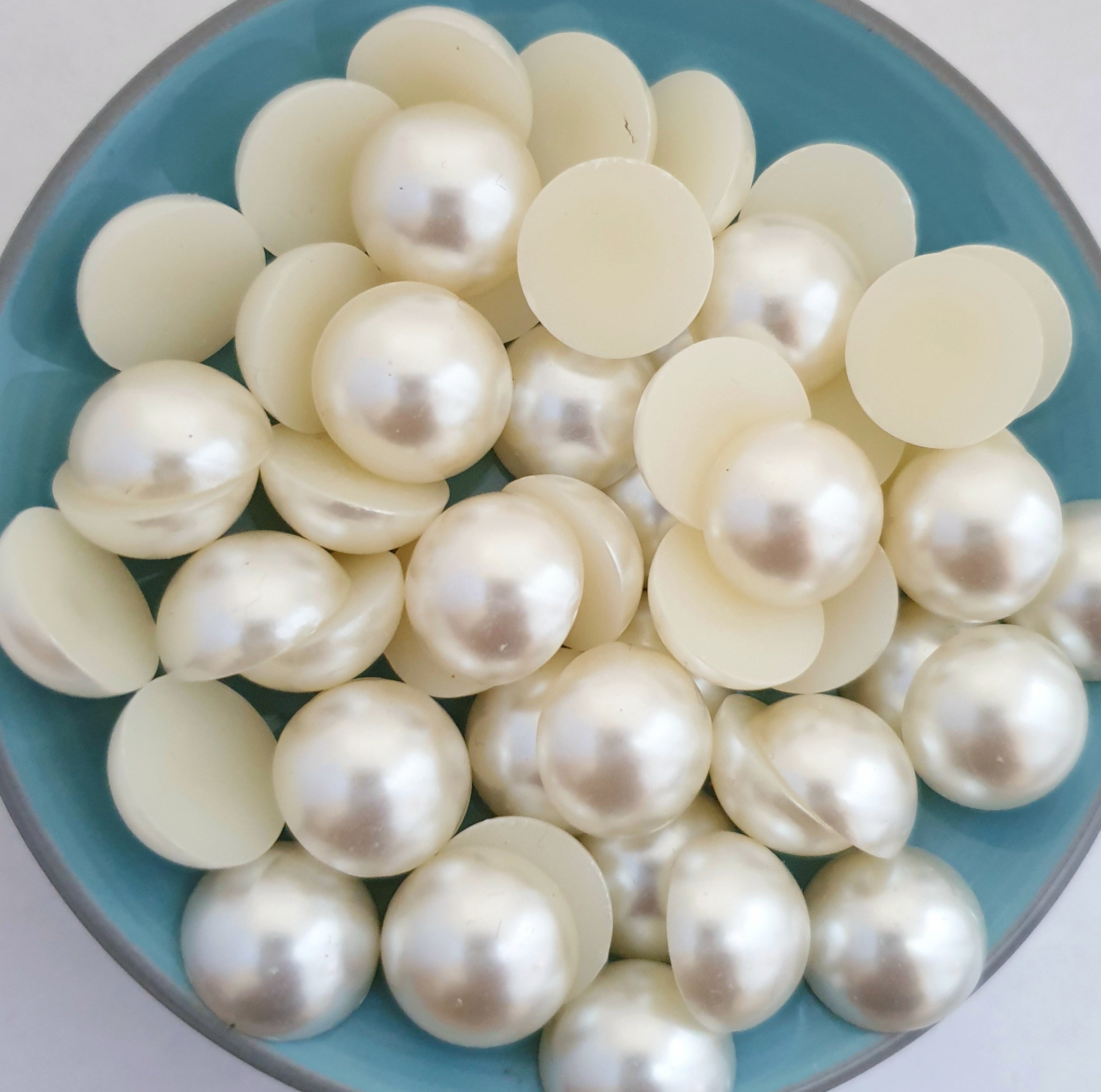 MajorCrafts Cream Ivory Flat Back Half Round Resin Embellishment Pearls C14