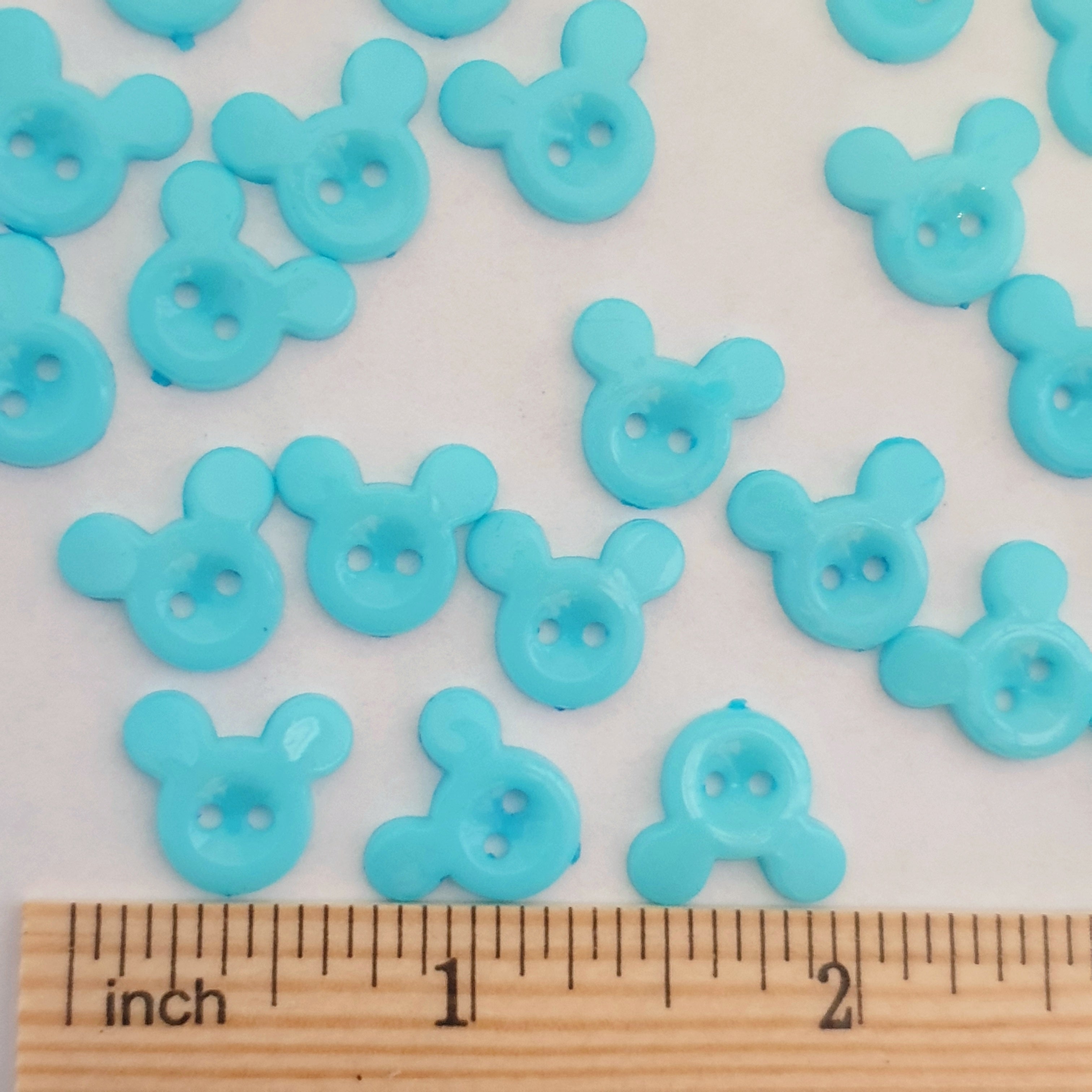 MajorCrafts 40pcs 15mm Aqua Blue Mouse Shaped 2 Holes Resin Sewing Buttons