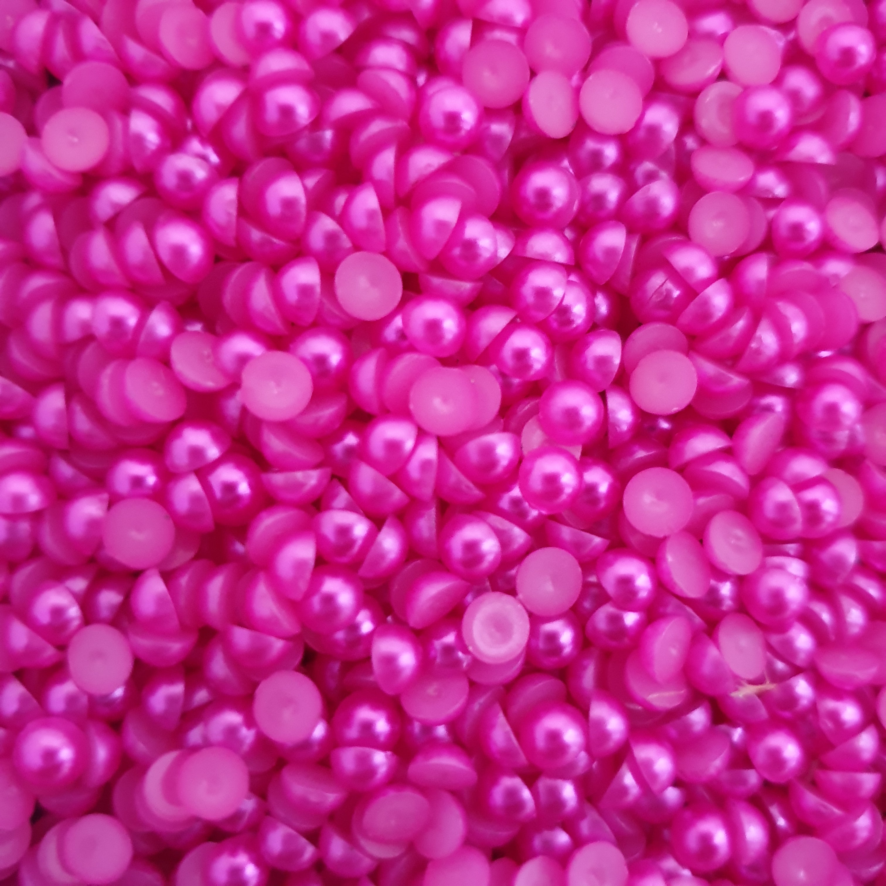 MajorCrafts Dark Pink Flat Back Half Round Resin Embellishment Pearls C21