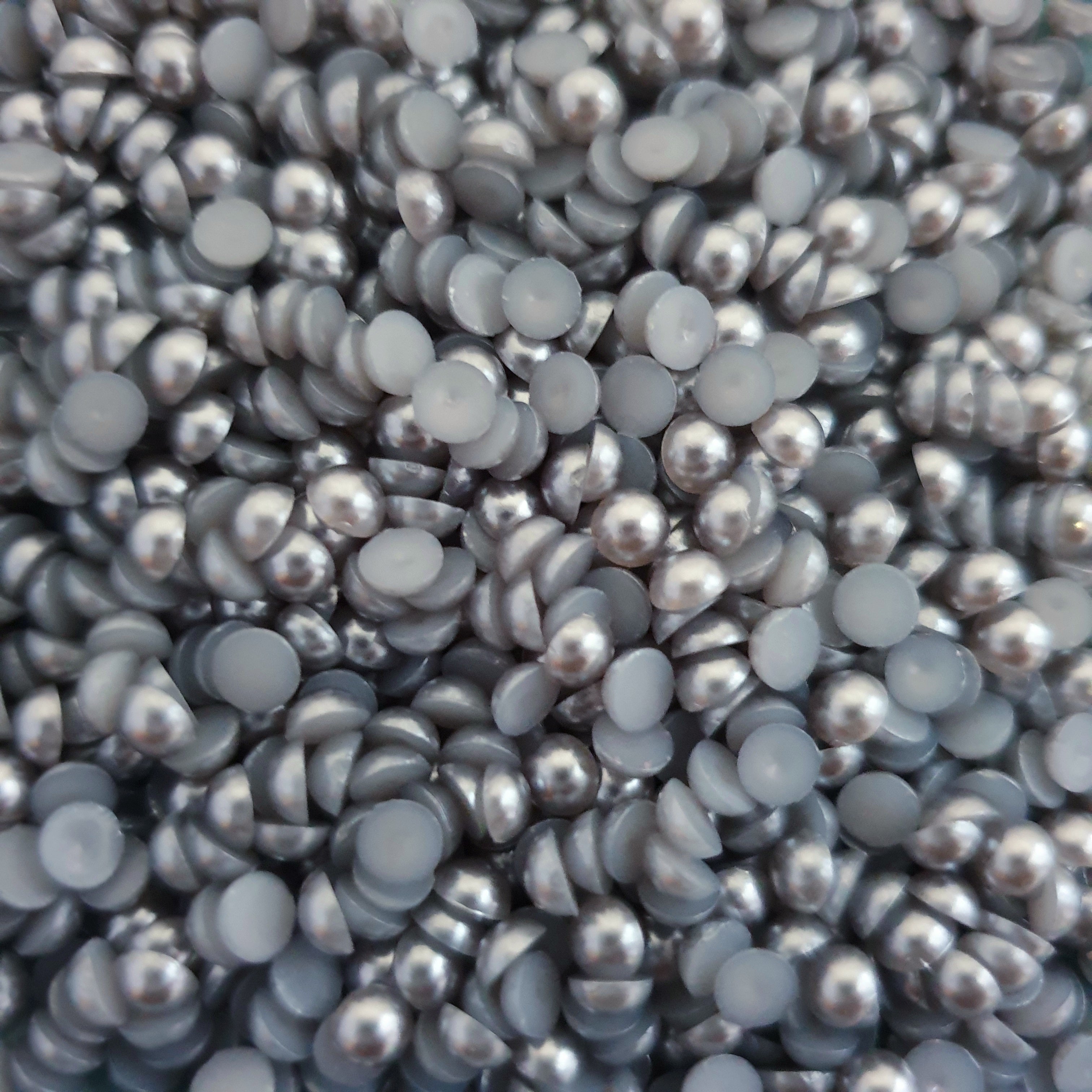 MajorCrafts Dark Grey Flat Back Half Round Resin Embellishment Pearls C19