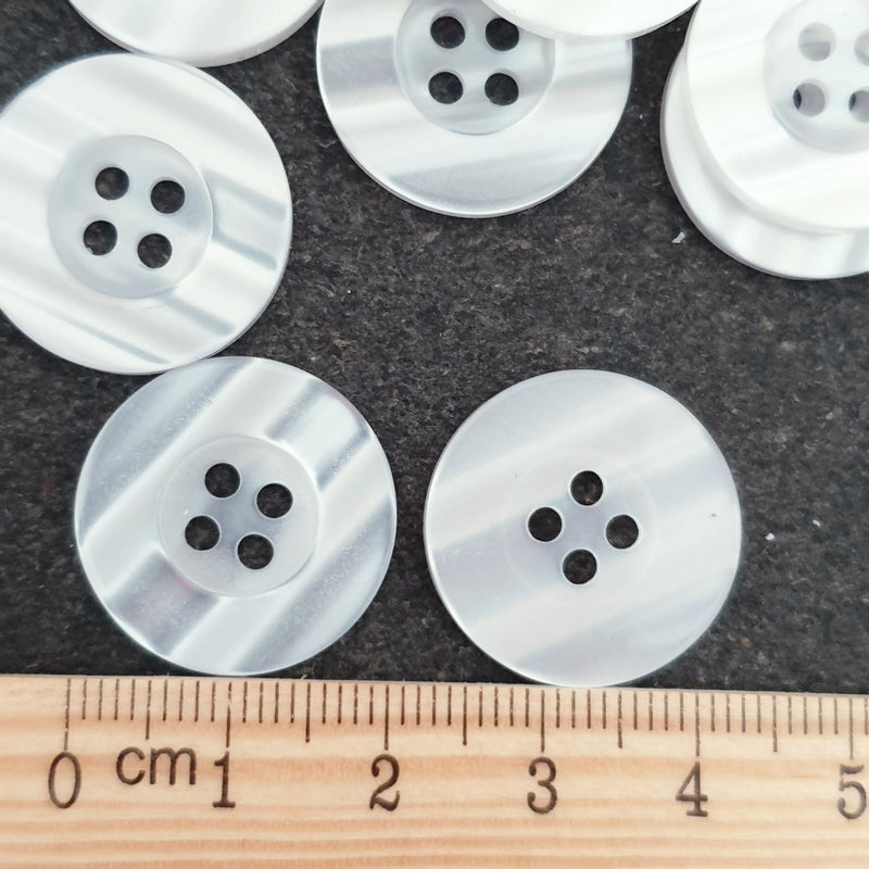 MajorCrafts 30pcs 20mm Clear White Pearlescent 4 Holes Round Resin Sewing Buttons