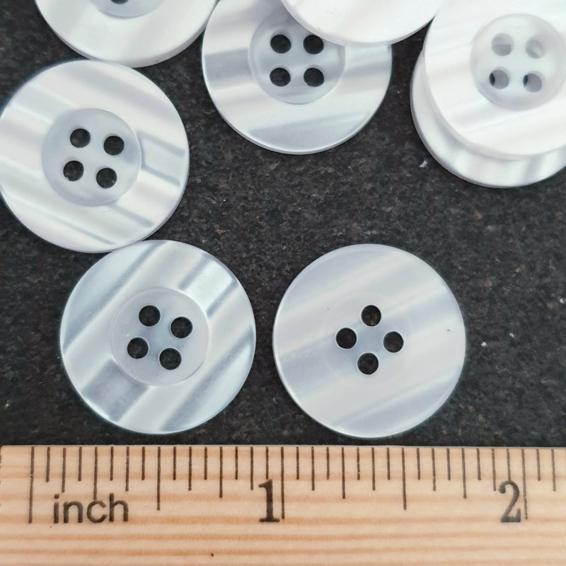 MajorCrafts 30pcs 20mm Clear White Pearlescent 4 Holes Round Resin Sewing Buttons