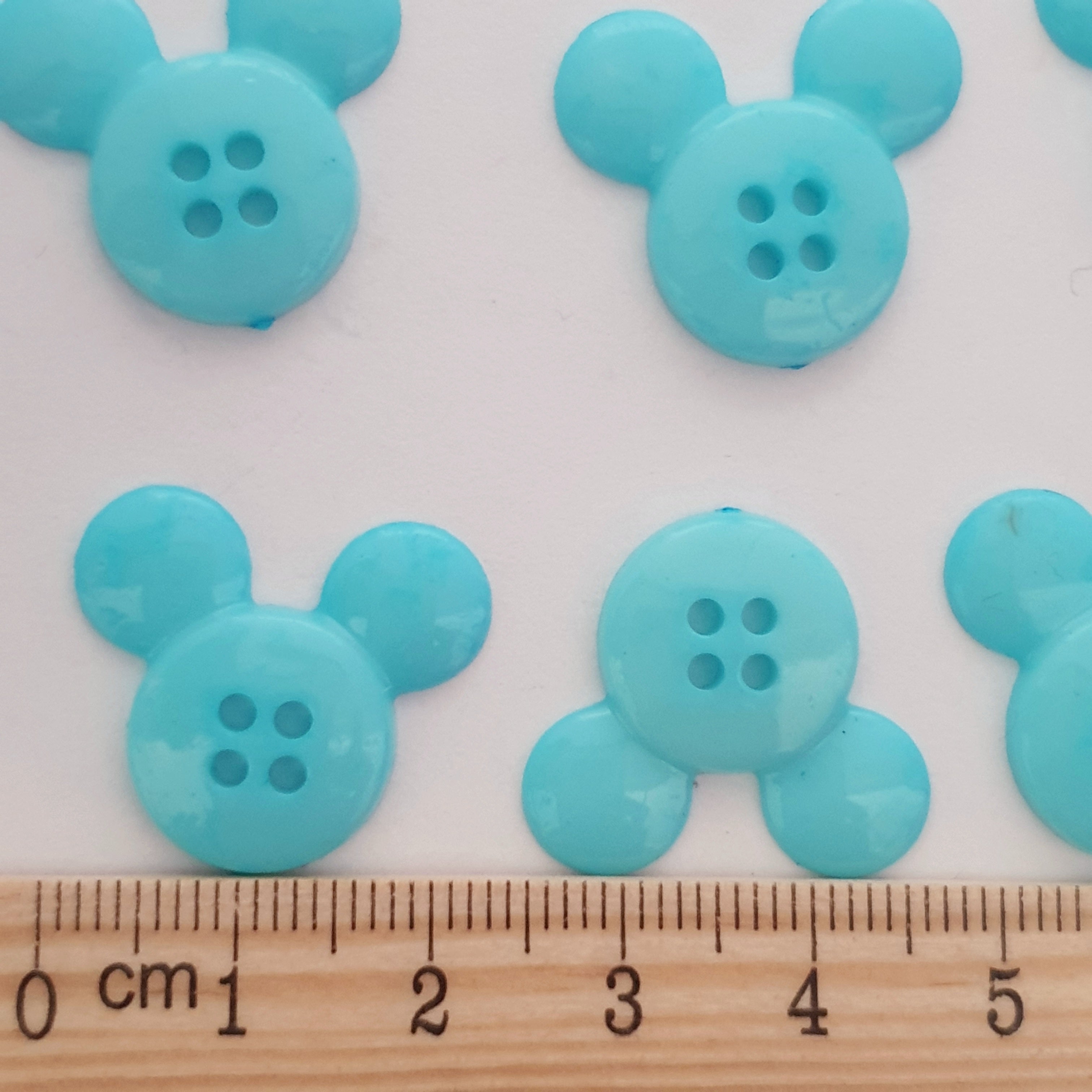 MajorCrafts 34pcs 22mm Aqua Blue 4 Holes Mouse Head Shape Resin Sewing Buttons