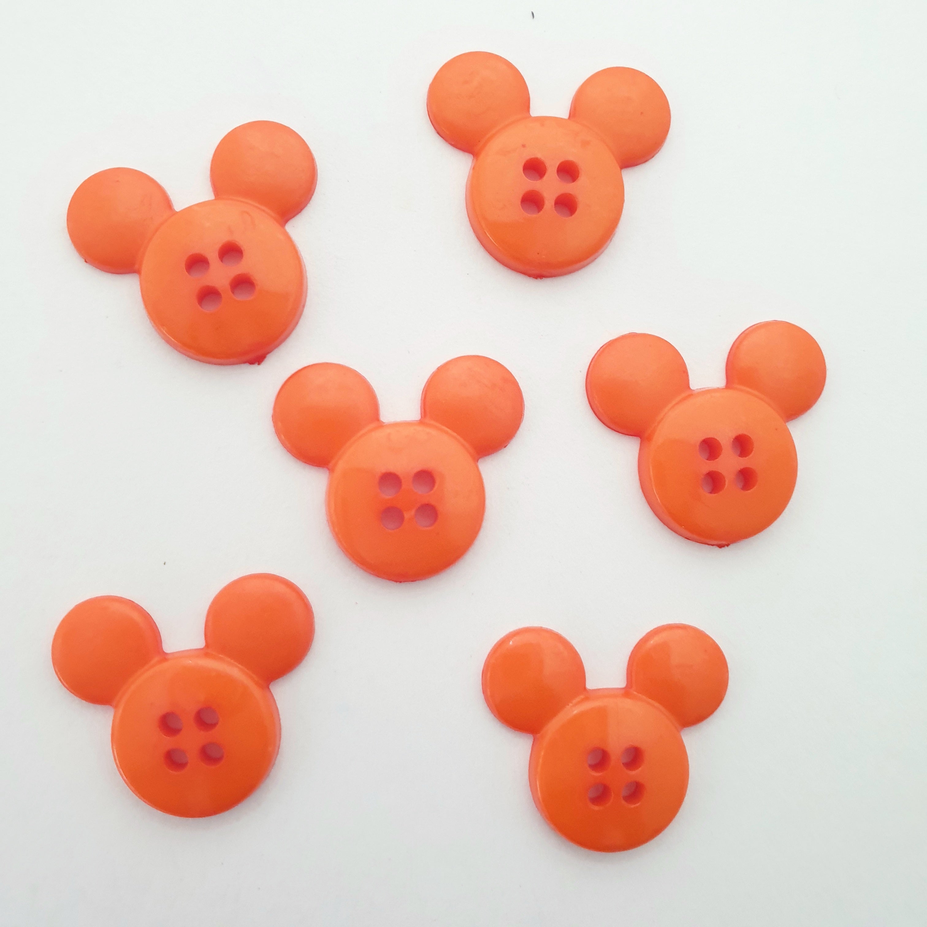 MajorCrafts 34pcs 22mm Orange 4 Holes Mouse Head Shape Resin Sewing Buttons