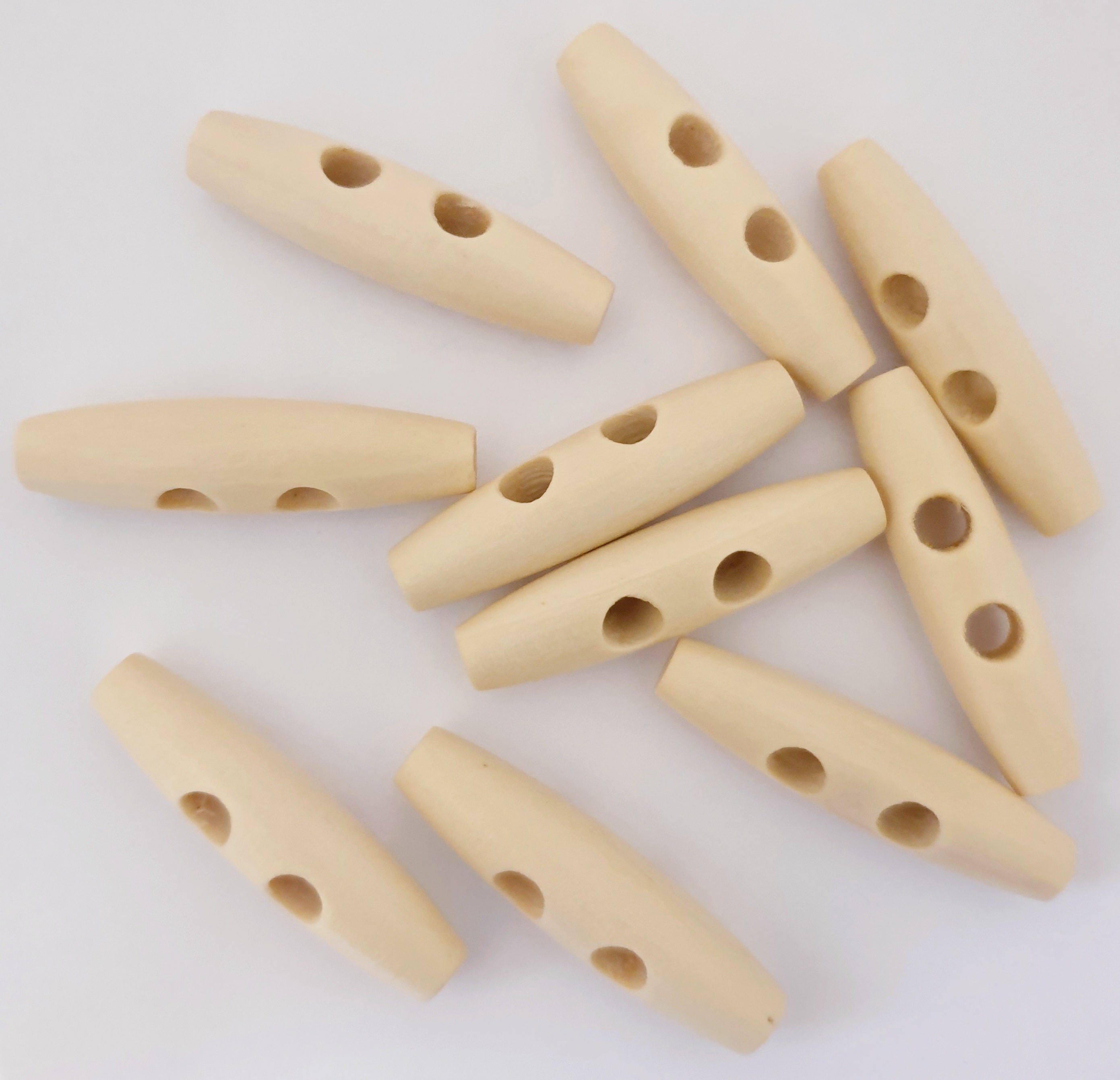 MajorCrafts 12pcs 50mm Light Brown 2 Holes Oval Shape Large Sewing Toggle Wooden Buttons